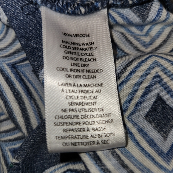 Beachlunchlounge Navy Sleeveless Dress Leaf Print Tassels Size XS Coastal Beachy - Picture 9 of 10